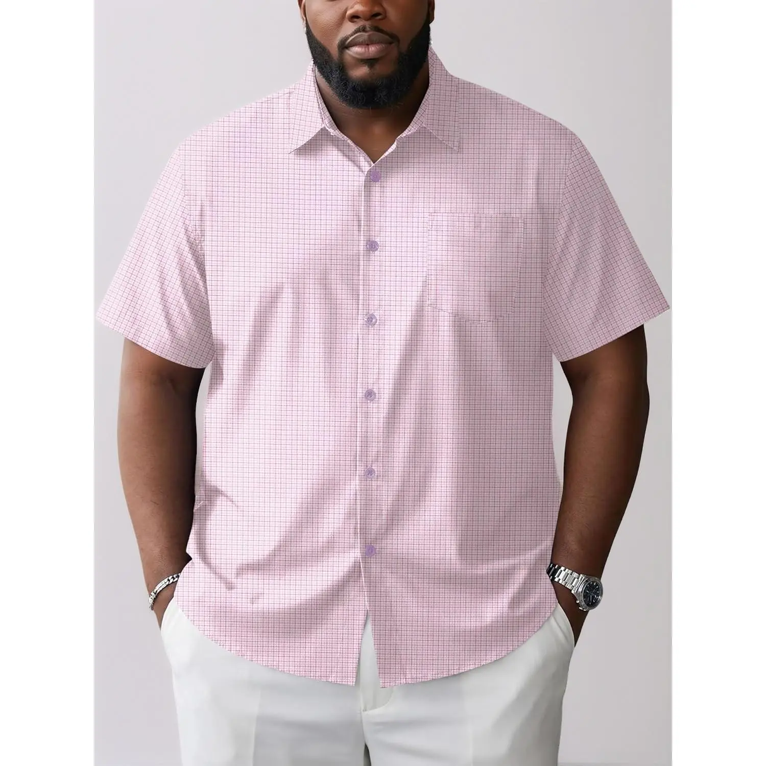 Button Down Shirt Plus Size Causal Big and Tall Shirts for Men Short Sleeve Summer Beach Work Shirts