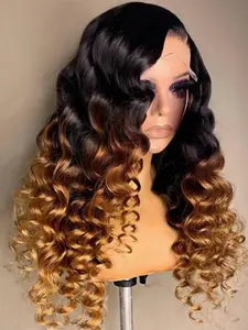 26-Inch Long, 180% Density Curly Wig, Soft Glue-Free Medium Curl, 13x4x1 Lace Front Full Cap, Heat-Resistant Fiber Hair