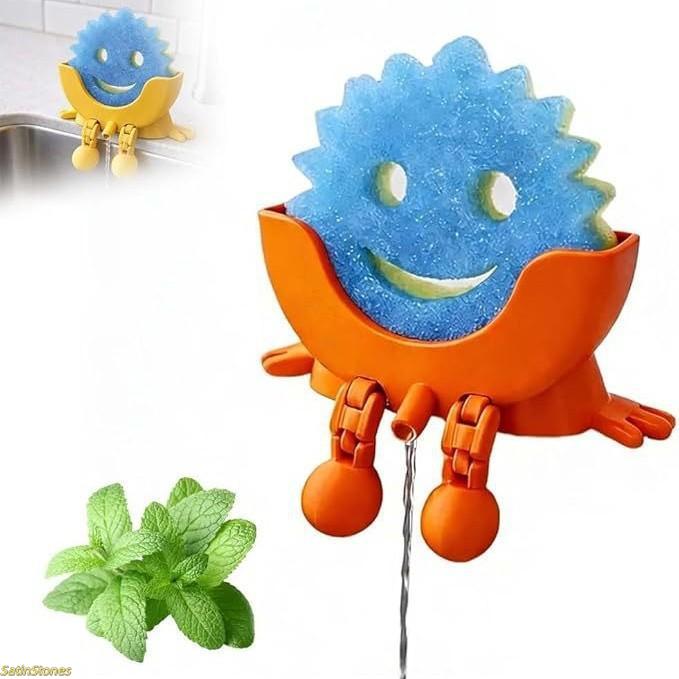 1-Pack Fun Kitchen Sink Sponge Holder — Hanging Design with Drainage Holes, Compatible with Scrub Daddy Sponges, Cute 3D-Printed Organizer