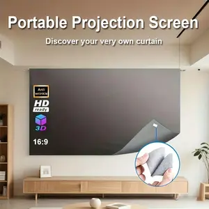 Portable Projection Screen 60-70 Inches, Foldable Design, Supports 16:9 Ultra HD, Compatible with Dlp LED LCD 3D Home Theater Outdoor Projectors