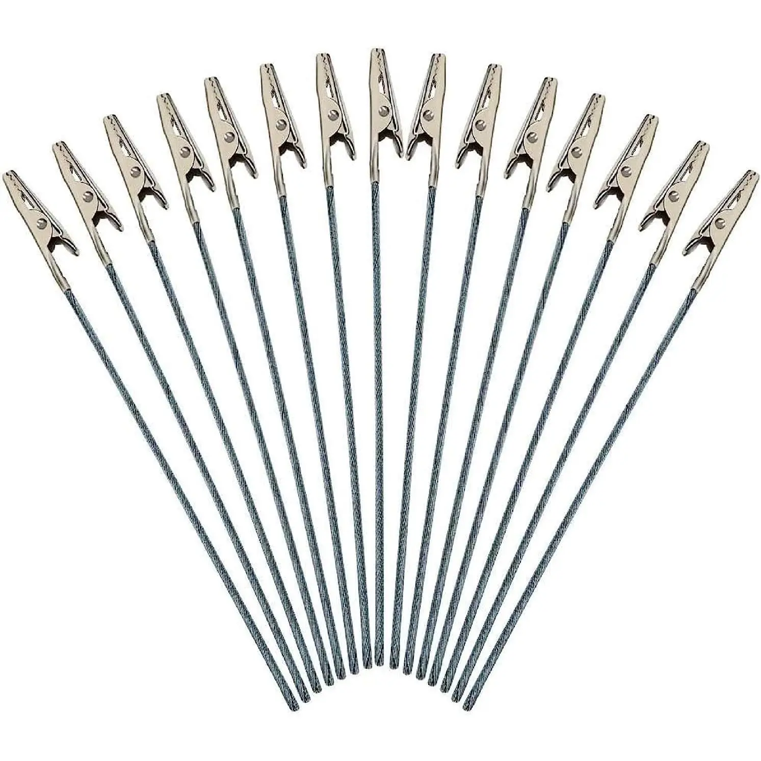 50Pcs Metal Wire Alligator Clamp Long-Tailed Alligator Iron Clip Clasp for DIY Card Clip Holder 6 inch (150mm)