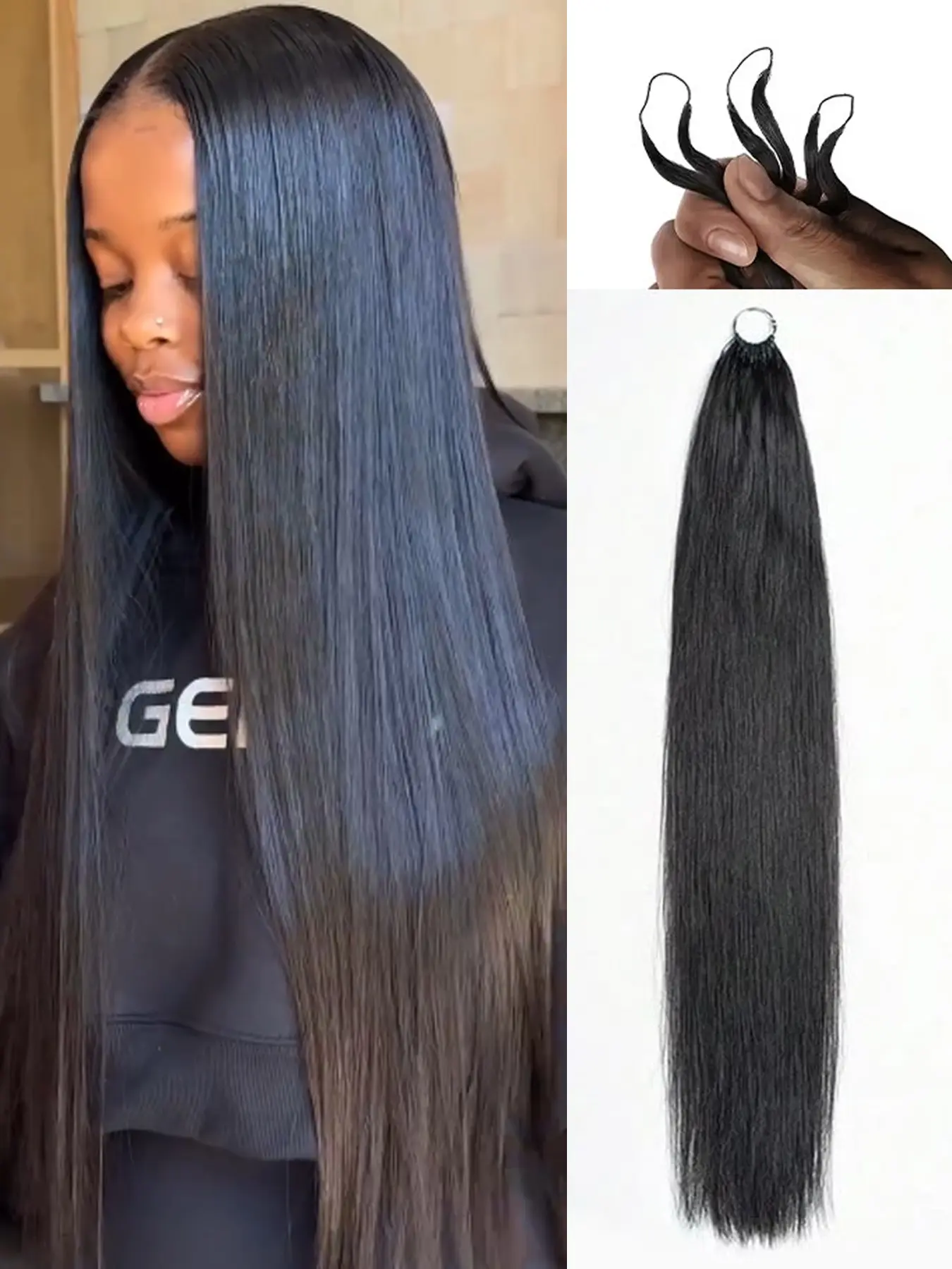 Feather Crochet Hair Extensions Straight 18 Inch 50G Knotless Pre‑Separated Invisible Crochet Bundles Lightweight Reusable Hair Extensions for Women Natural Black Human Hair