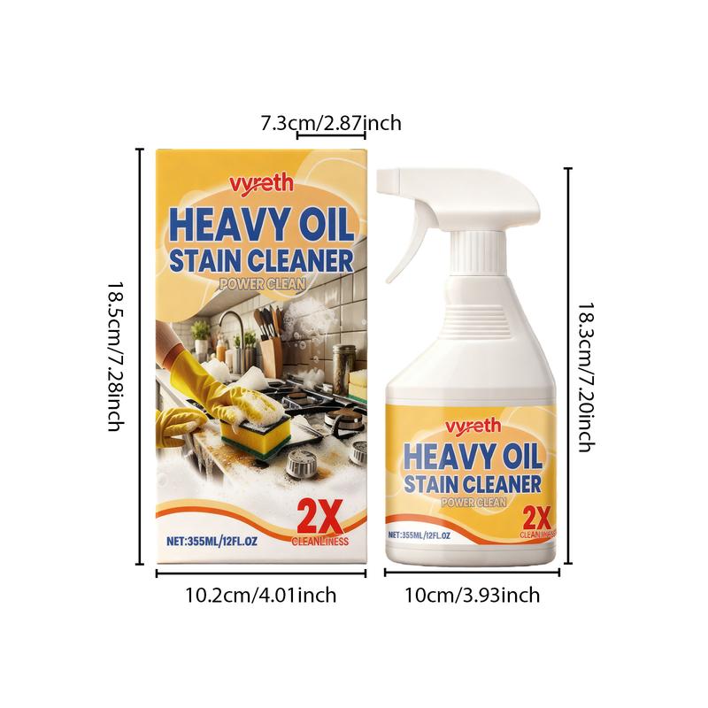 (2 Pieces)Heavy Oil Stain Cleaner,Oil Stain Cleaner Spray with Sprayer, Cleaner Treatment Agent, Stain Remover, Household Cleaning Product for Kitchen Stove, Range Hood, Cleaning Supply, Interior Cleaner, Kitchen Cleaning Supplies, Deep Stain Remover