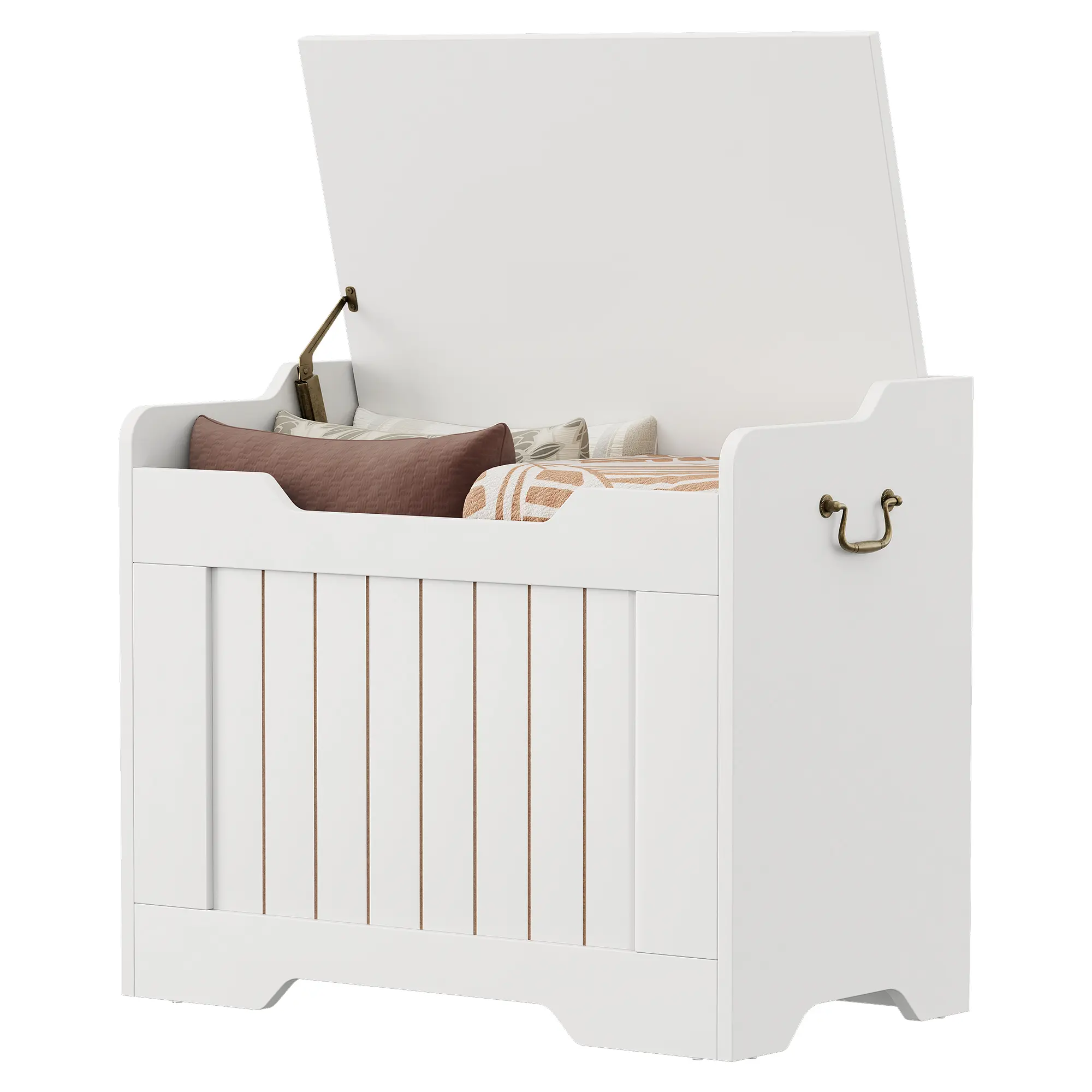 Garvee Storage Chest, Wood Box with Lids, Storage Bench with Safety Hinge, Supports 350 Lbs, Storage Trunk for Living Room, Bedroom, Playroom