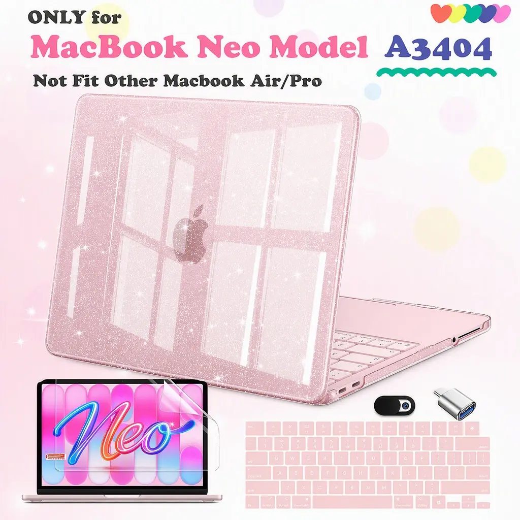 Nexabridge 2026 Macbook Neo Protective Case, 5-In-1 Set with Keyboard Cover and Screen Film, 13-Inch Hybrid Shell, Macbook Accessories, Perfect Holiday Gift