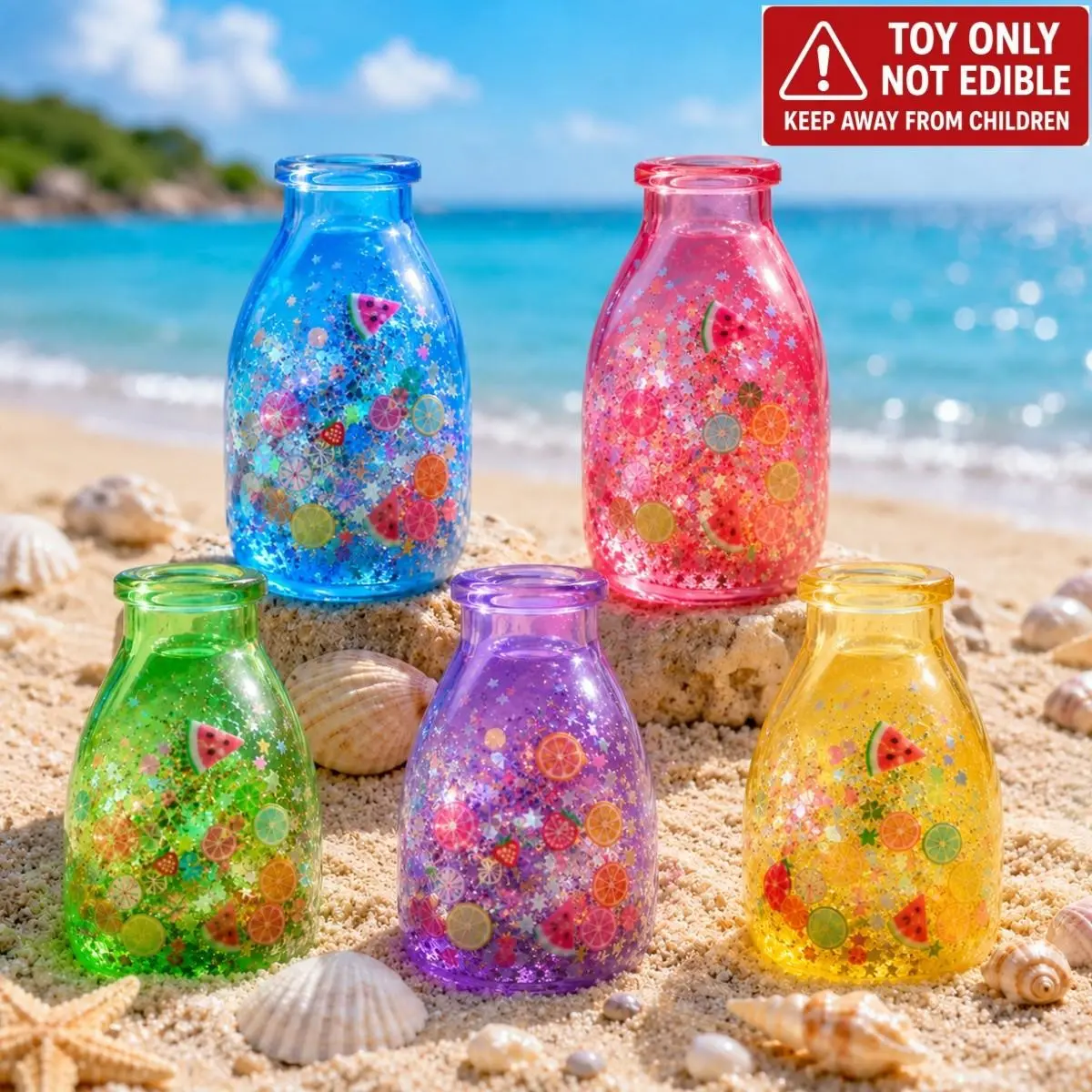 Large Size TPR Soft Squeeze Bottles, Colorful Fruit Sensory Bottles, Slow Rebound Stress Relief Fidget Toys, Low Odor Smooth Surface Sensory Toys for Teens & Adults, Satisfying Calming Squeeze Texture, Novelty Gifts & Party Favors