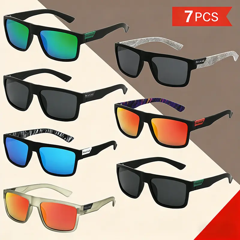 Unisex Oversize Frame Polarized Sunglasses (7-Pack) with UV Blocking Lenses, Anti-Glare Outdoor Sports Eyewear, Cycling Gear for Daily Driving, Polarized Lens, Unisex Names, Men's Sunglasses, Large Size, 7Pack, Protective Eyewear, Uv Block Lenses, Uv-Prot