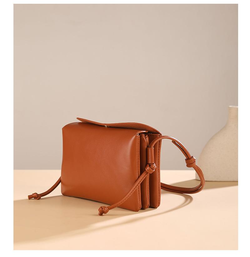 2026 New Crossbody Small Square Bag Niche Simple Double-layer Genuine Leather Small Bag Women's Bag Minimalist Style Commuter Shoulder Bag 2026 New Crossbody Small Square Bag Niche Simple Double-layer Genuine Leather Small Bag Women's Bag Minimalist Style Commuter Shoulder Bag