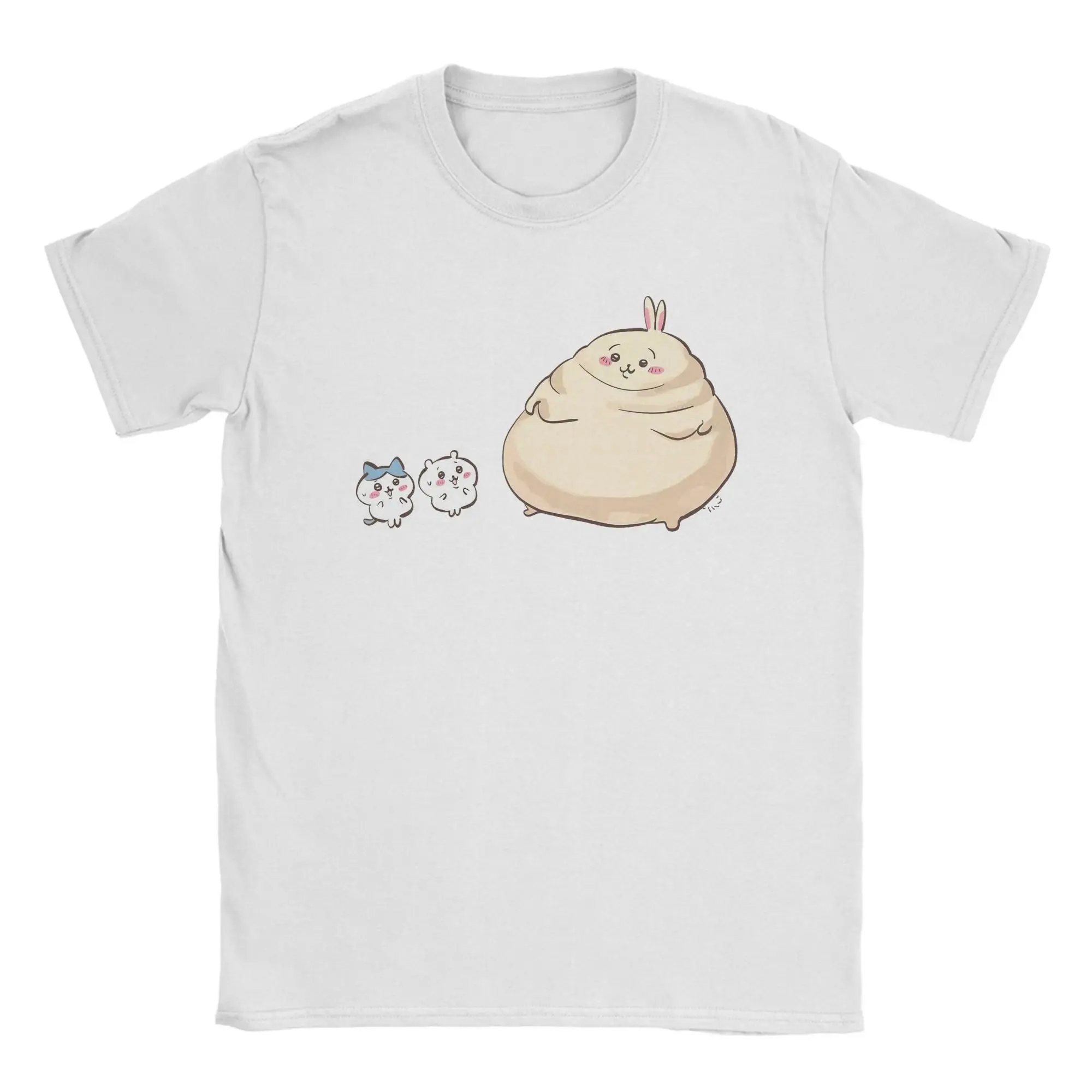 Men Chiikawas Usagi Hachiware T Shirt  100% Cotton Tops Leisure Short Sleeve Round Neck Tee Shirt Plus Size T-Shirt