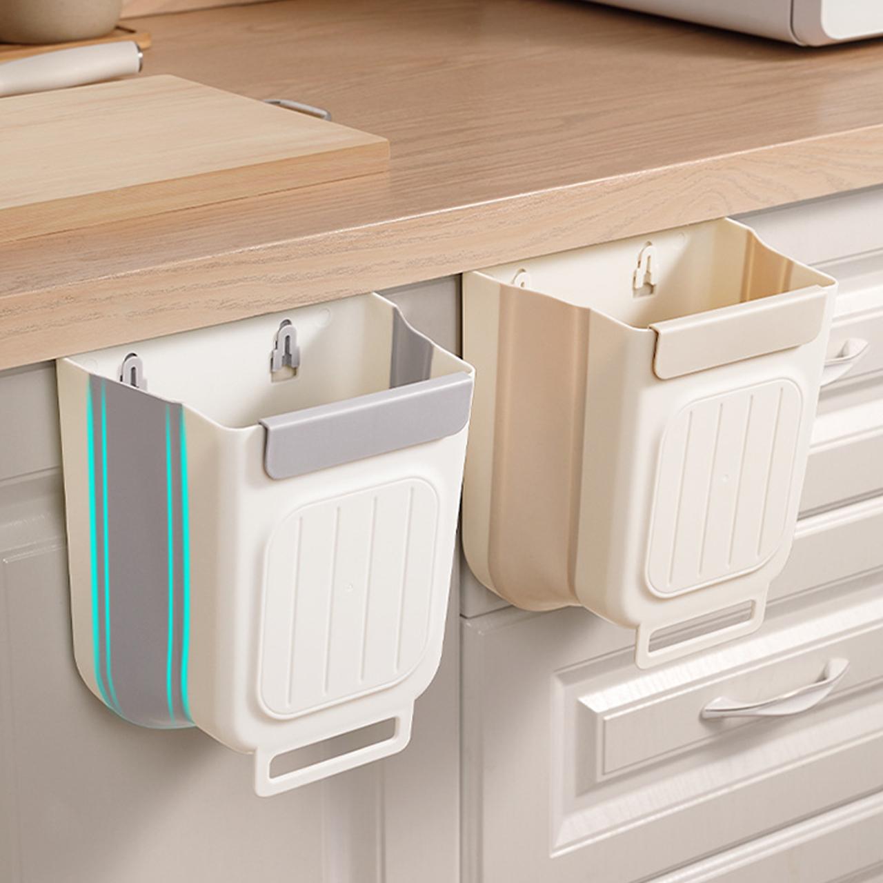 Foldable Kitchen Trash Can, Hanging Cabinet Garbage Bin, Household Waste Bin, No Bending Required, Thickened Large Capacity, Home Use Storage Solution