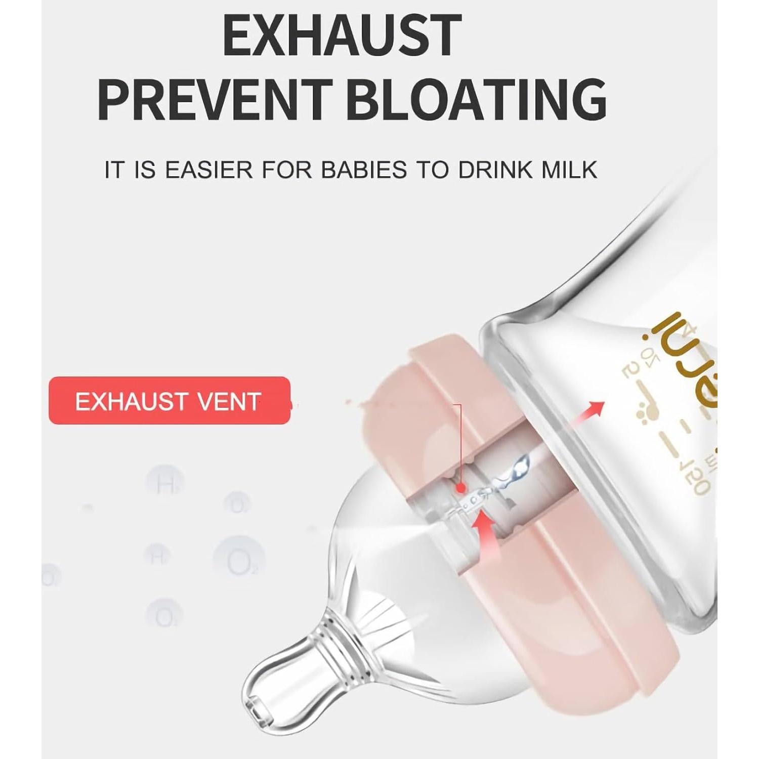 Glass  Bottles,Anti Colic  Bottle with  Response Nipple Size S,Wide  Slow Flow  Bottle for ,,Preemie 0-3 0-6 Month, (, 1 Pack, 4 Ounce)