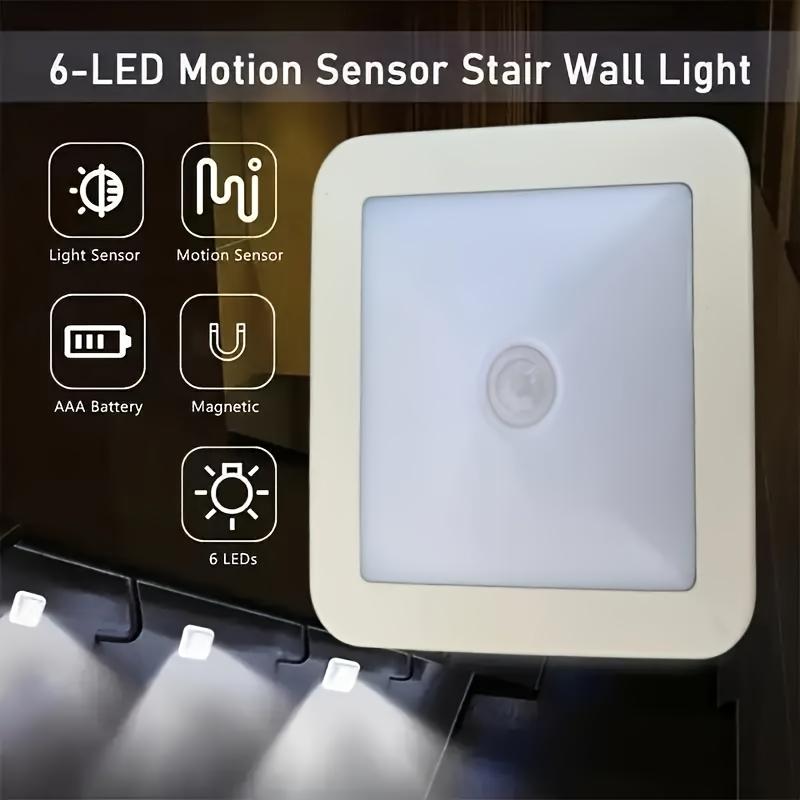 Wireless Motion Sensor LED Step Light, IP44 Waterproof Auto On/Off Wall Ceiling Lamp, Plug-In Energy Saving Stair Light for Corridor Garage Bedroom Living Room, Modern Square Design