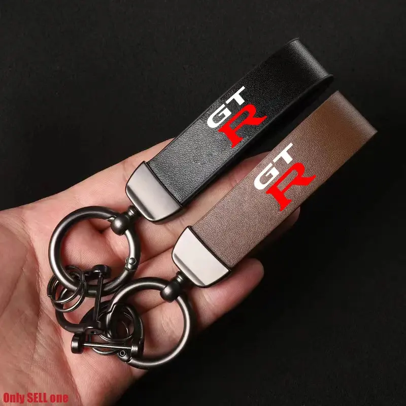 Genuine Leather Keychain for Nissan Models, Motorcycle Car Emblem Badge Logo, Key Chain Ring for Gtr, Murano, Navara, Qashqai, Patrol, Nv200, Note, Frontier, Nismo, X-Trail, Tiida, Teana, 370z, Juke
