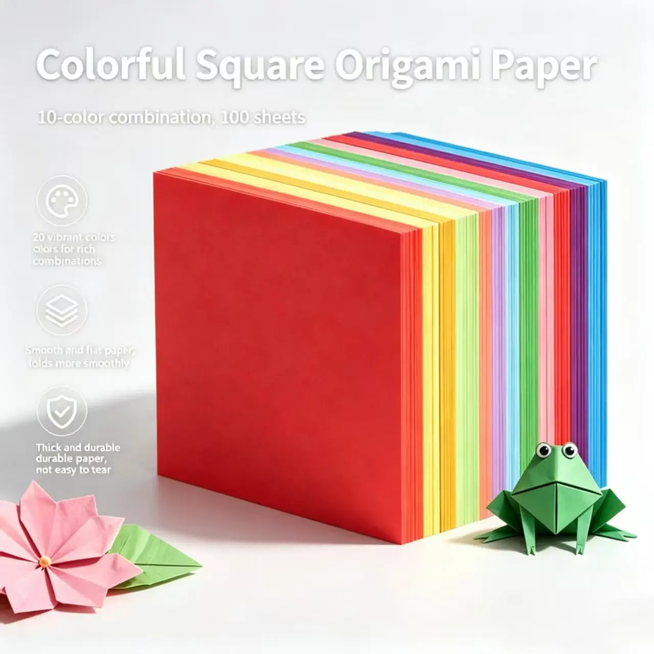 100 Sheets 70g Premium Colored Cardstock, 10 Vibrant Colors for Greeting Cards, Scrapbooks, Creative Projects, High-Quality Glossy Handmade Paper