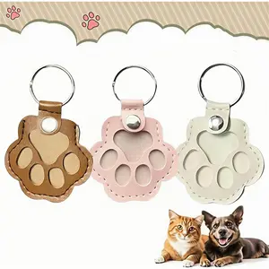 3Pcs Cat & Dog Hair Keychain - Paw Shaped Leather Memorial Keepsake for Dog Cat Fur Storage, Pet Fur Keepsake Collector with Refillable Capsule