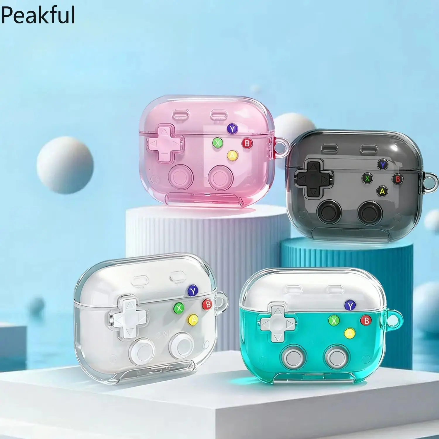 Cute Game Controller AirPods Case, Clear Silicone Gamepad Print Earbud Cover, Anti-Scratch Anti-Drop Gaming Shell for Daily Commute & Outdoor Trips
