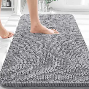 Bathroom Rugs 30x20, Extra Soft Absorbent Chenille Bath Rugs, Rubber Backing Quick Dry, Machine Washable Bath Mats  Bathroom Floor, Tub and Shower, Home Decor Accessories, Grey