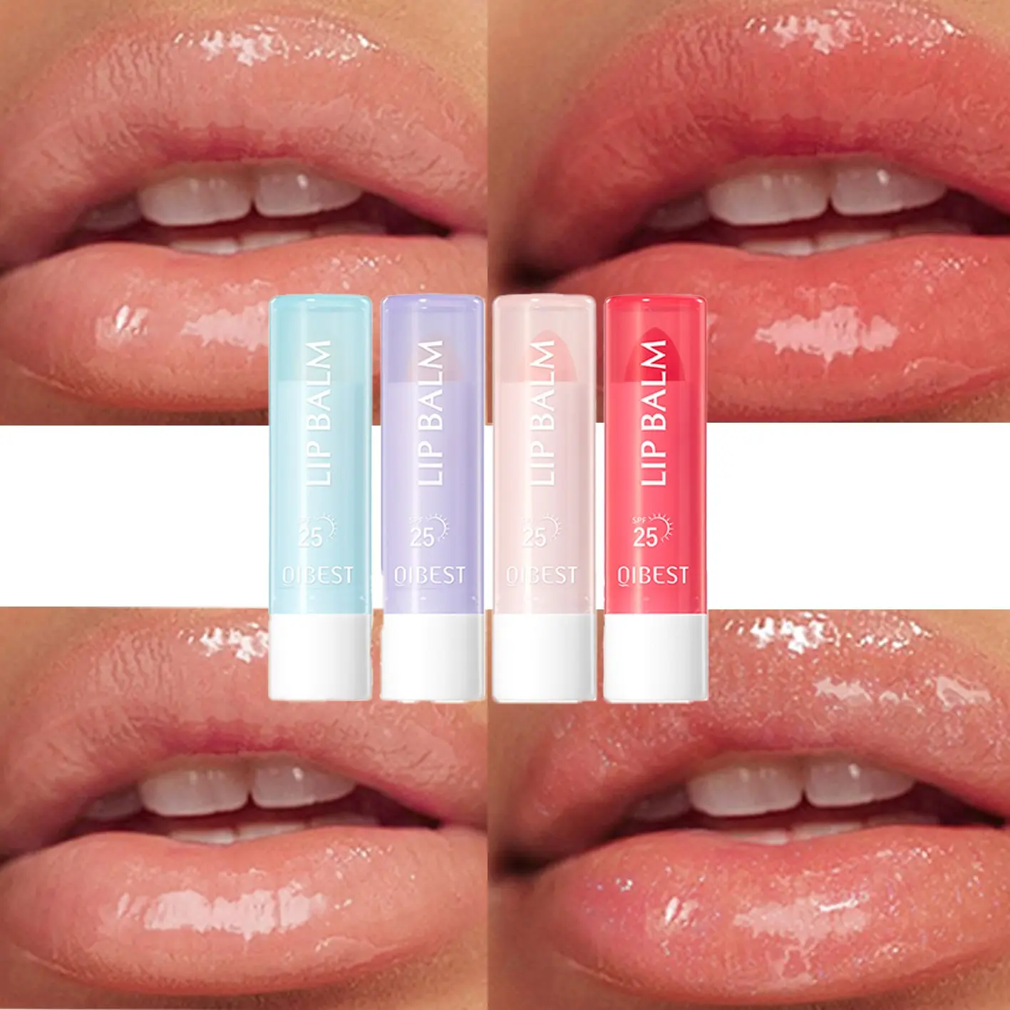 Lip Balm Set of Four, Moisturizing Lip Care, Hydrating Lip Mask, Exfoliating Lip Treatment, Long-Lasting Sun Protection, Lip Balm Spf, Natural Finish