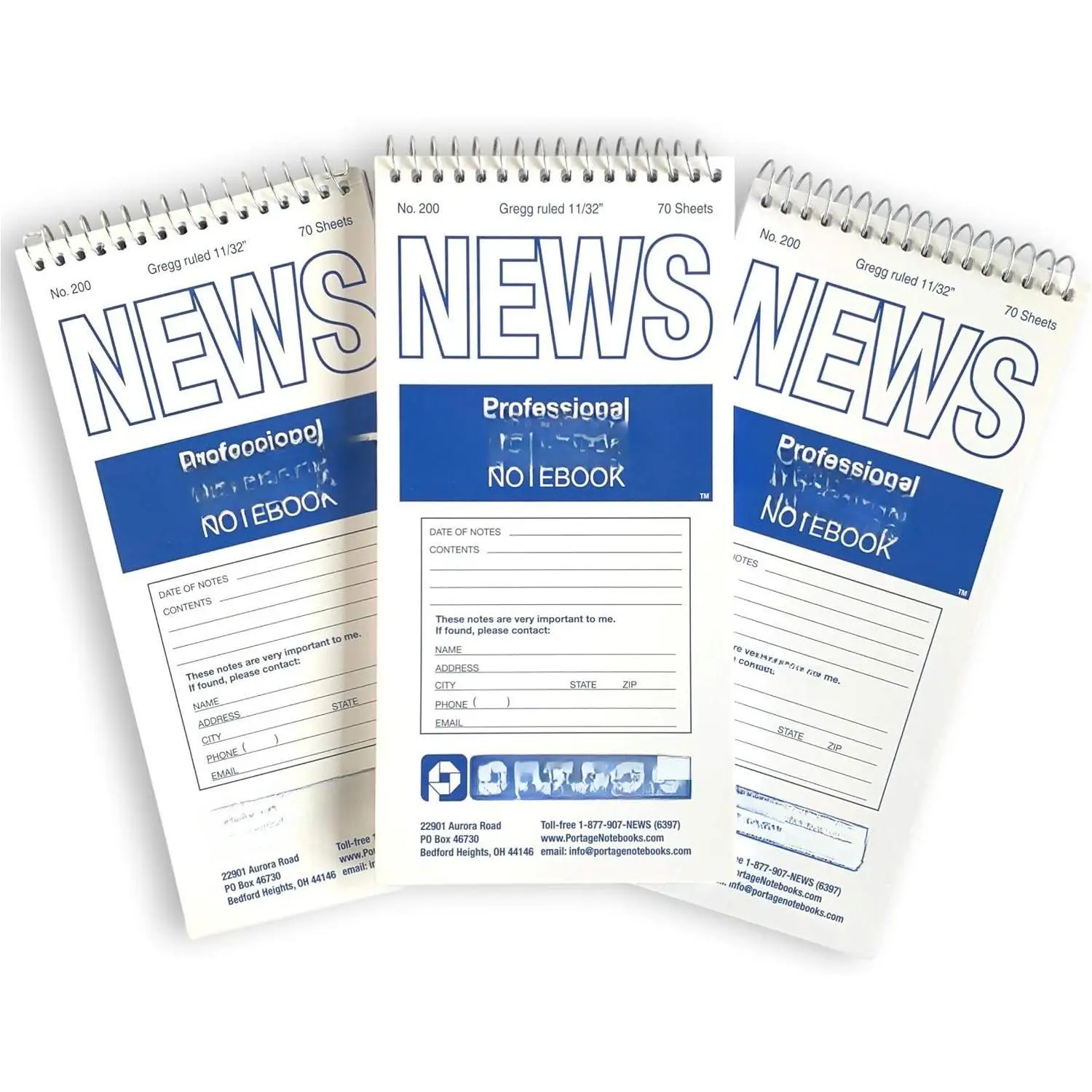 Reporters Notebook – Top Bound Spiral Pocket Notepad, Steno Note Book,  for Reporters & Journalists Taking Notes in the Field, Gregg Ruled 11/32" – 4 x 8 In, 70 Sheets,140 Pg, (3 Pack)
