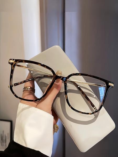 Y2K Retro Square Tortoise Shell Frame Glasses Stylish Unisex Lightweight Casual Style for Work Daily Use TR & Zinc Alloy Decorative Lens