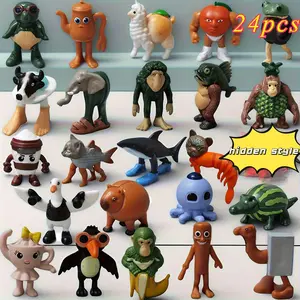 24 Piece Italian Creative Animal Statue Set, Game Enthusiast Collectible, Desktop Decor Sculpture, Halloween, Christmas, Birthday Gift