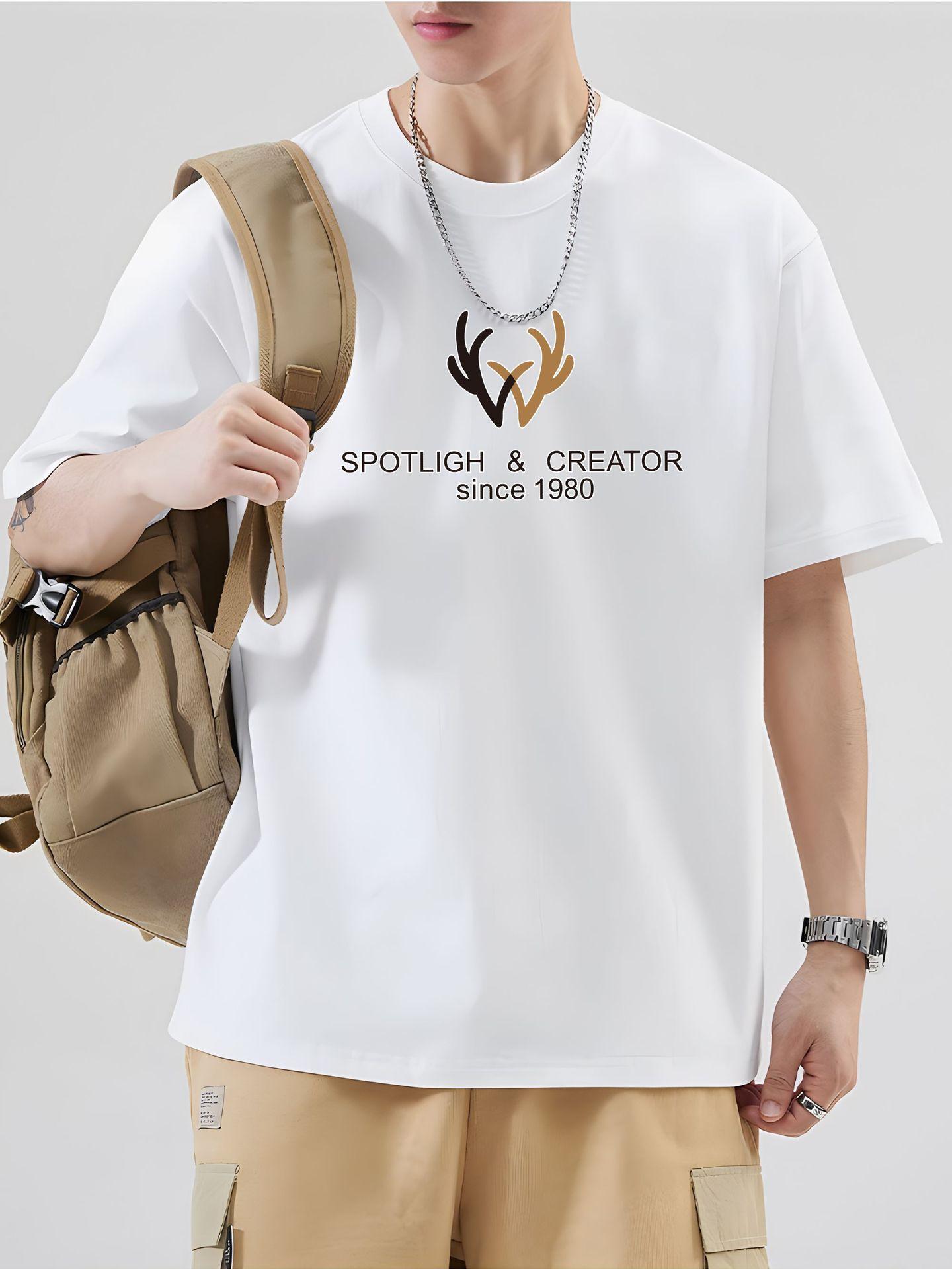 Men's Pure Cotton Short-Sleeve T-Shirt - Loose Fit, Crew Neck, Streetwear Style. A Versatile & Trendy Summer Essential - E-Commerce Bestseller.