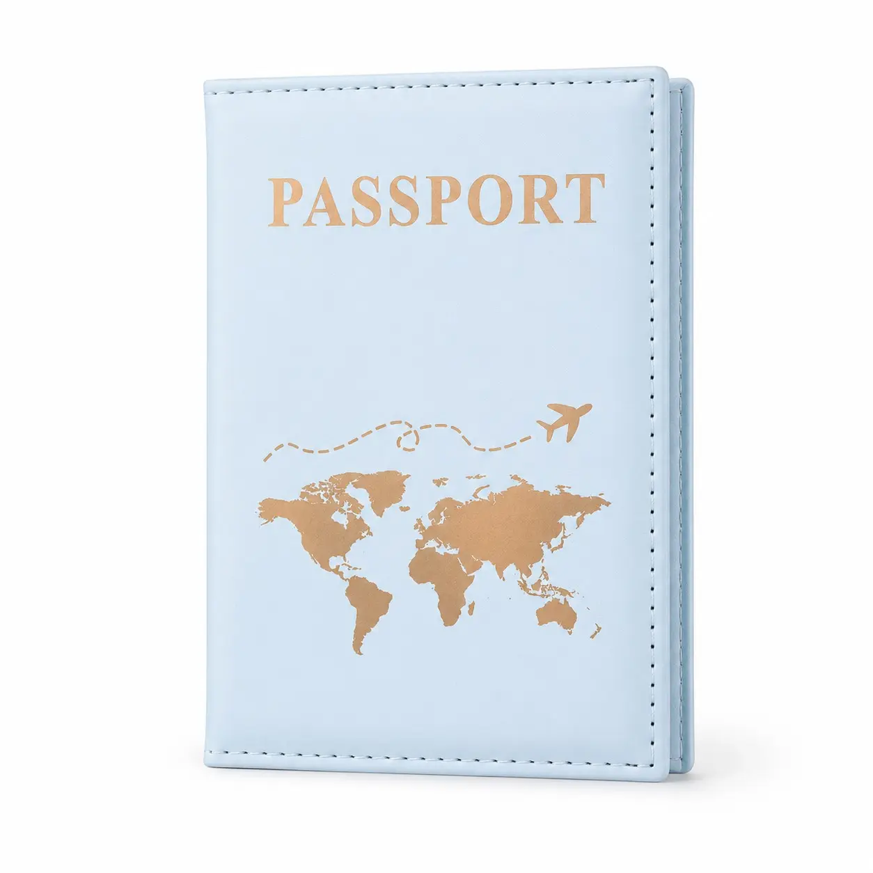 Creative Light Blue PU Passport Case, Fashionable Ticket Holder, Ideal for Holiday Travel, Protective Passport Cover, Passport Holders