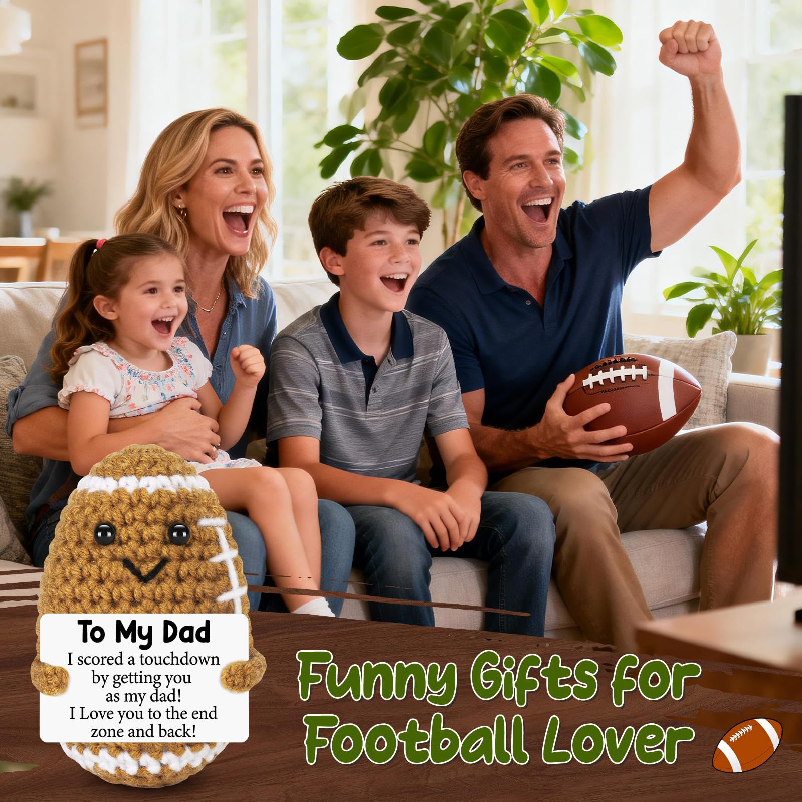 Adorable Mini Handmade Knitted Rugby Doll, Soft Plush Emotional Support Companion, Stress Relief Anxiety Relief Toy, Ideal Birthday Gifts For Women, Christmas Holiday Presents, Teacher Appreciation Gifts, Cute Desk Decor Car Ornament Office Decor Gift For