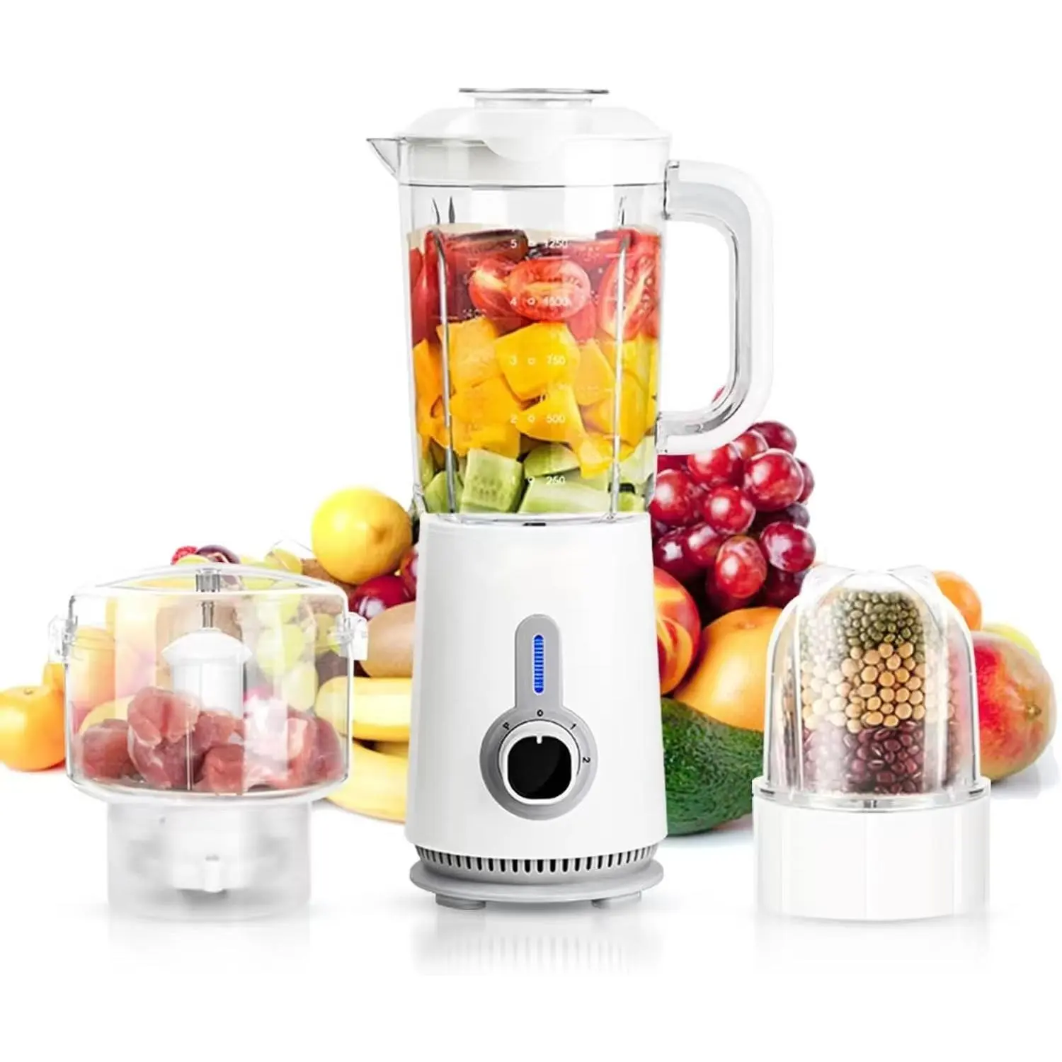Indoor 42oz Blender Set, High-Speed 2-Speed & Pulse Blender for Smoothies, Purees, Nuts, Shakes, with 2-Cup Food Processor & 1-Cup Vegetable Chopper