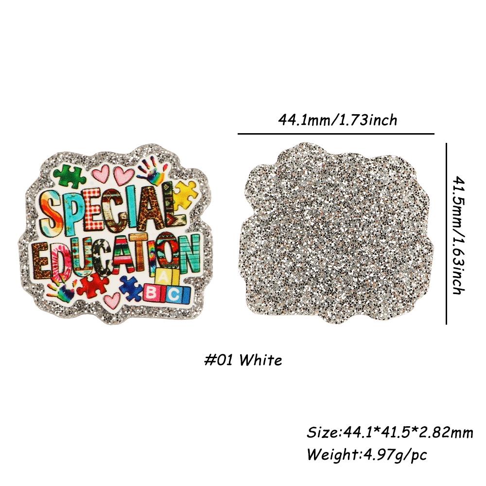 Teacher Theme Acrylic Resin Flat Back Charms, No-Hole Multi-Color DIY Craft Supplies for Badge Reels, Phone Stands, Hair Clips, DIY Jewelry Accessories