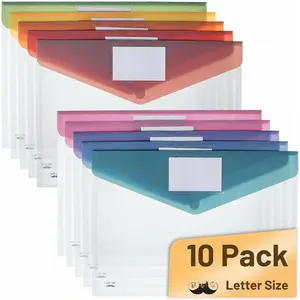 - Clear Plastic Envelopes File Folders, 10 Pack, A4, Letter Size | Colorful Flaps, Clear Folders for Documents Plastic Poly Envelopes with Label for School, , Work, Office, Organizer