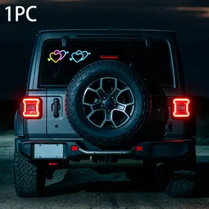 LED solar ambient light Car interior decoration lights wiring free solar heart lights triangular window lights modification