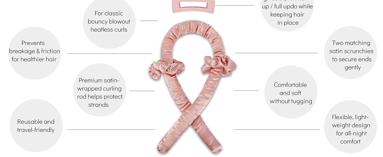 Heatless Curls Overnight Hair Curler to Sleep In Soft Large Jumbo Hair Rollers Flexi Rods for Long Hair Blowout Look Big Curl, No Heat Overnight Curls Satin Heatless Curling Rod Set with Claw Clip