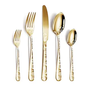 20-Piece Stainless Steel Steak Knife Set, Floral Handle Design, Dishwasher Safe, Western Dining Cutlery Set, Mail Order Boxed