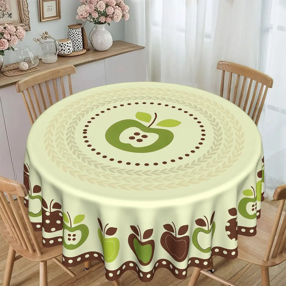 Light Round Tablecloth with Multicolor Dots, Kitchen Dining Decor, Furniture Protector, Party Decoration, Hotel Restaurant Home Use