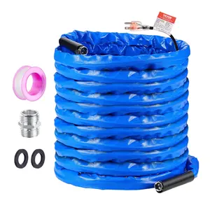 VEVOR 100ft Heated Water Hose for RV, Heated Drinking Water Hose with Corrugated Cover Antifreeze to -45F, Automatic Self-regulating, 5/8" I. D. with 3/4" GHT Adapter, Lead and BPA Free