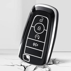 Key Fob Cover for Ford - Premium Soft TPU Shell Full Protection Case with Keychain, Fits Bronco Sport Maverick Ranger Explorer Expedition Escape Edge Mustang F150 F250 F350 Fusion, Pink 4-Button