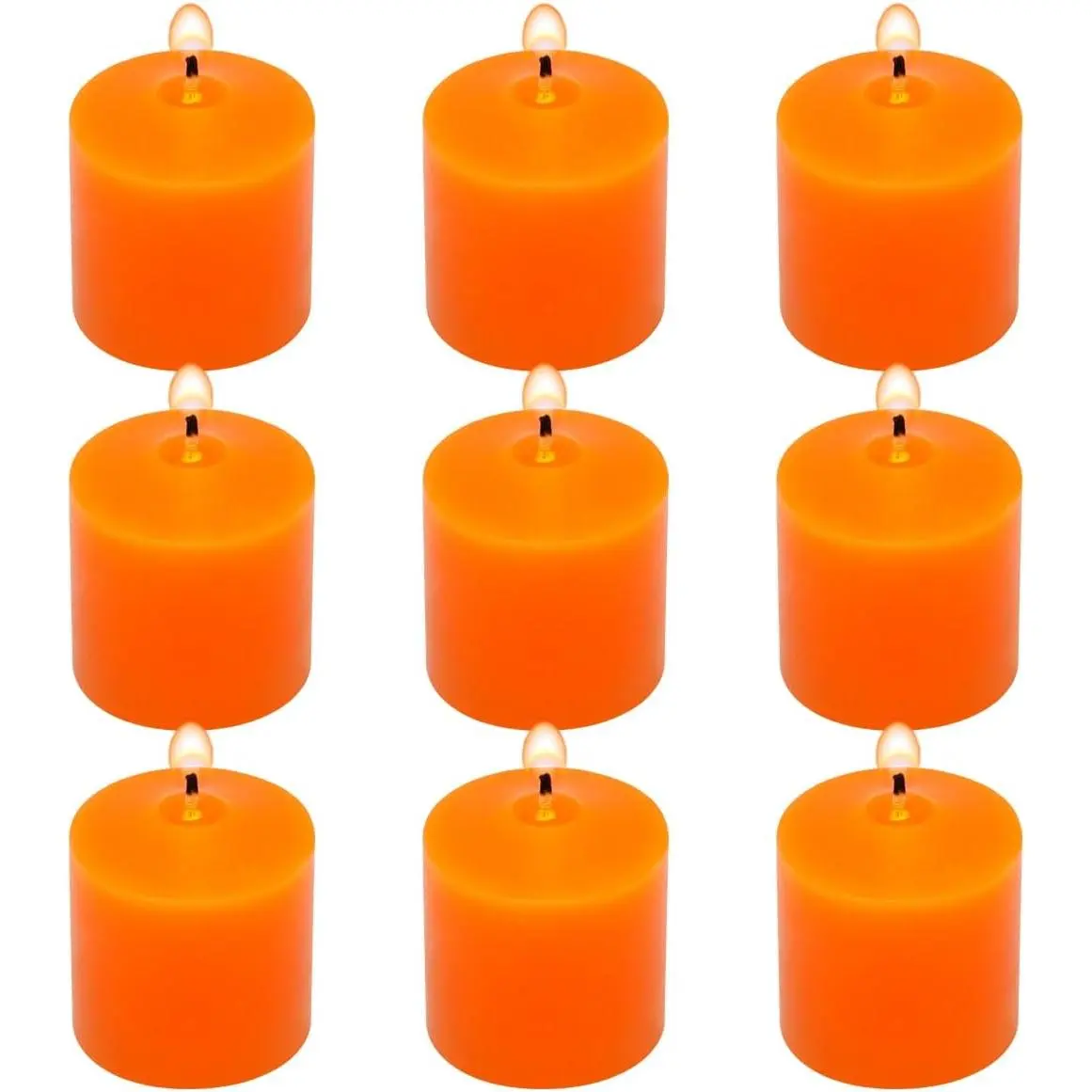 9-Pack 1.25-Inch Orange Votive Candles for Halloween Fall Harvest – Unscented Small Tealight Candle for Home Decor, Meditation, and Special Occasions