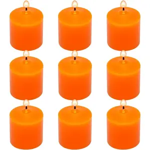 9-Pack 1.25-Inch Orange Votive Candles for Halloween Fall Harvest – Unscented Small Tealight Candle for Home Decor, Meditation, and Special Occasions