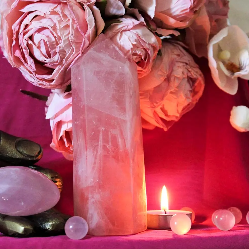 1PC Natural Rose Quartz Crystal Obelisk Tower Wand - 7-17cm/2.7-6.7inch Healing Meditation Mineral Specimen, Home Decor Art Collectible, Halloween Gift for Crystal Enthusiasts