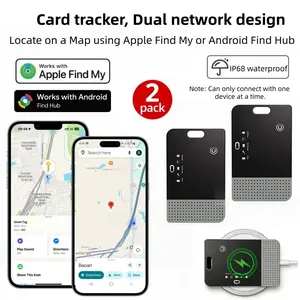 1/2-Pack Key Smart Tag, Wallet Tracker Card, Dual Network, Compatible with Apple Find My, Google Find HUB, Rechargeable GPS, IP68 Waterproof
