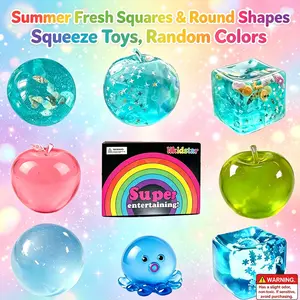 8-Piece Summer Fresh Malt Sugar Stress Relief Fidget Toy Set, Mixed Summer Shapes Stress Relief Kit, Multi-Texture Slow Rebound Malt Sugar Sensory Squeeze Toys, Random Colors, Ideal Party Gifts