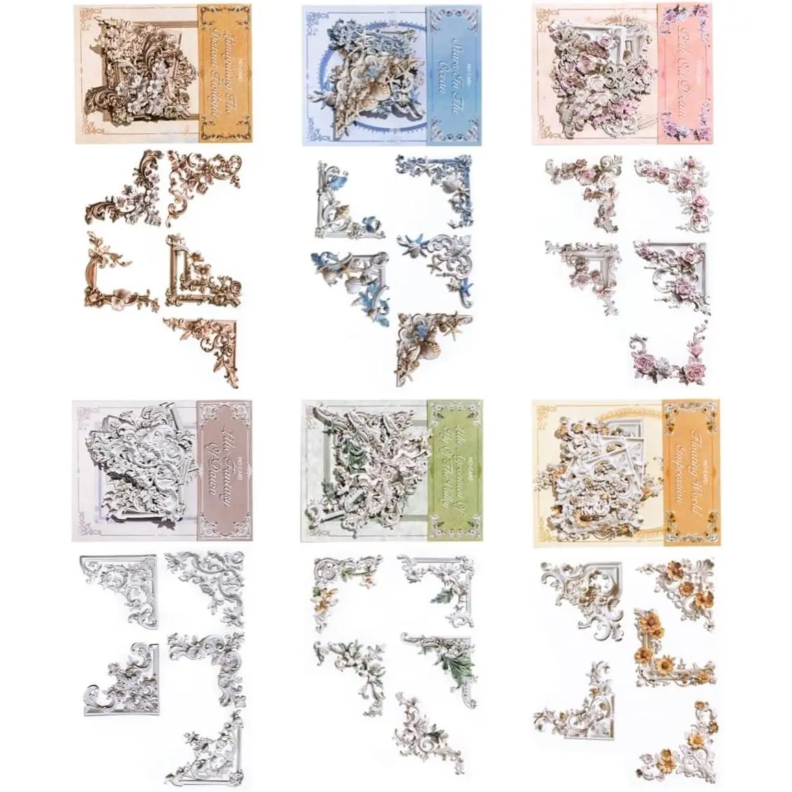 120 count  Photo Frame Corners Decorative Paper, Embossed Cardstock Cutouts, Picture Border Frames for Scarpbooking Card Making Junk Journaling Collage Craft Embellishment Album Decor Non-Sticky
