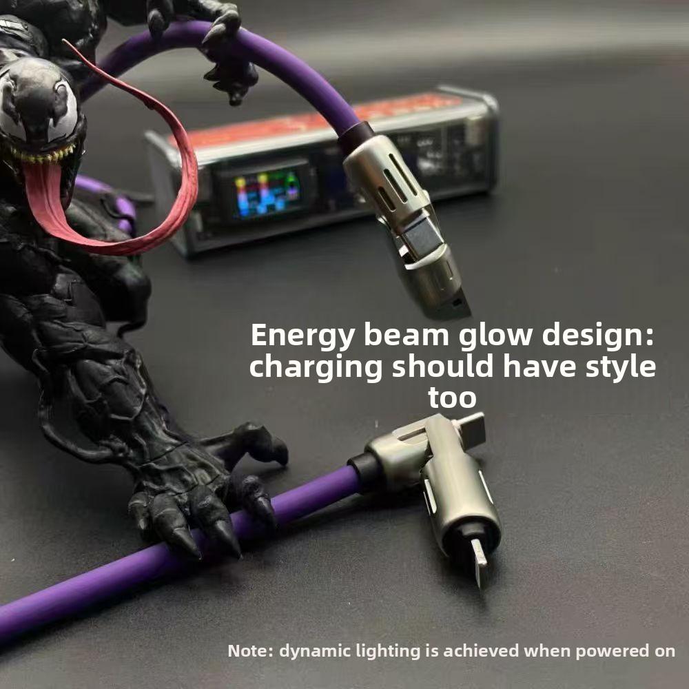 240W 4-in-1 Fast Charging Cable with LED Light, Multi Charger Cord with USB C/Lightning, Super Fast Charge Compatible with iPhone 17 16 Pro, Samsung, MacBook