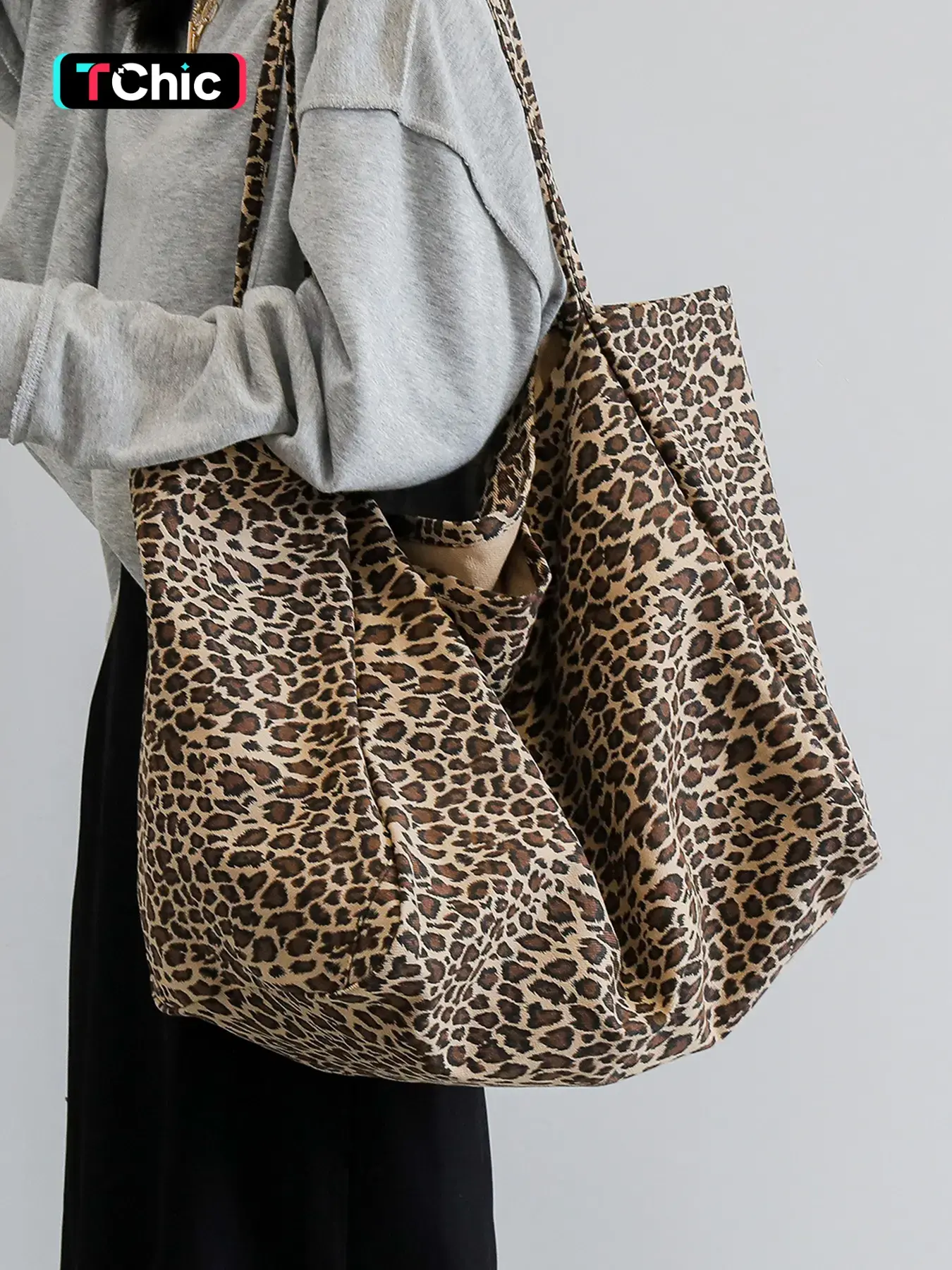 Women's Fashion Leopard Pattern Tote Bag, Large Capacity Shoulder Bag Daily Use, Casual Trendy Daily Commuting Bag, Girl Fashionable Shopping Bag, Commuter Tote, Fashionable Patterned Bag