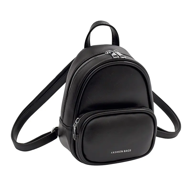 Women's Minimalist Leather Mini Backpack - Multi-Pocket, Multi-Function Casual Daily Bag with Adjustable Shoulder Strap for Back to School Haul, First Day of School, Campus Life, Buckle, Female, Plain, Waterproof, First Day School Grwm