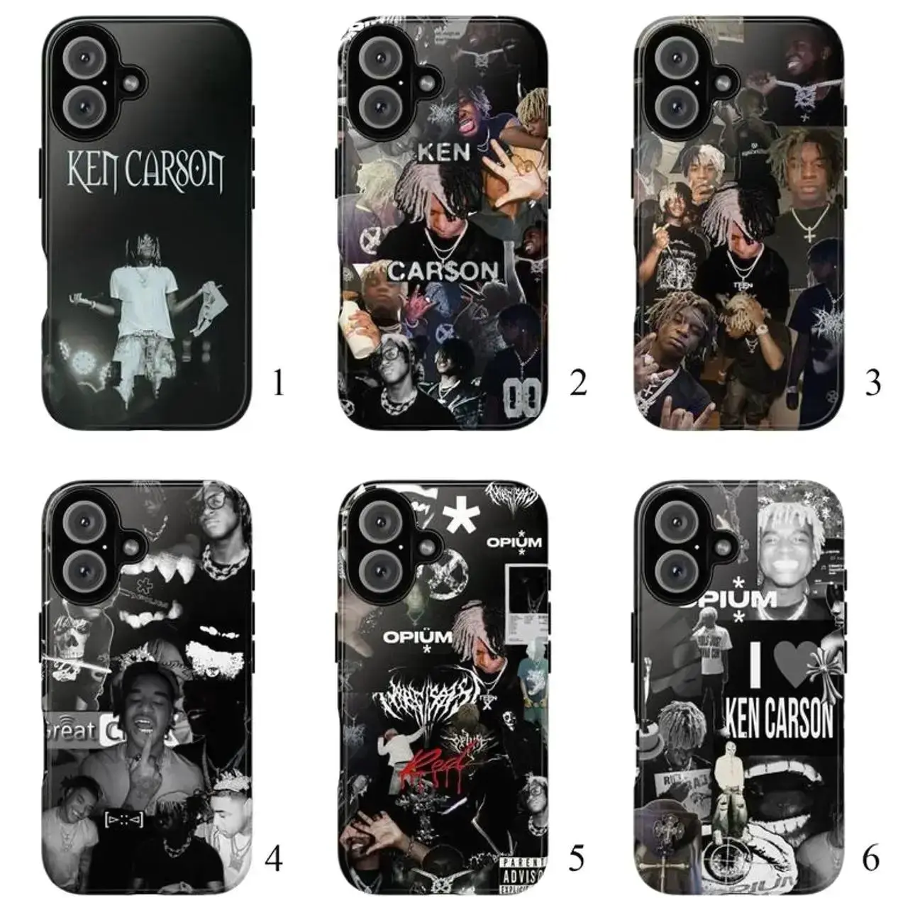 Chaos World Rap Hip Hop Music Artist Fan Merch Opium Graphic Ken Carson Art Tough Phone Case. Edgy Streetwear Aesthetic Rugged Shockproof Protective Cover  Suitable for iPhone 17-11 Pro Max/Plus and  Samsung Galaxy S23-25