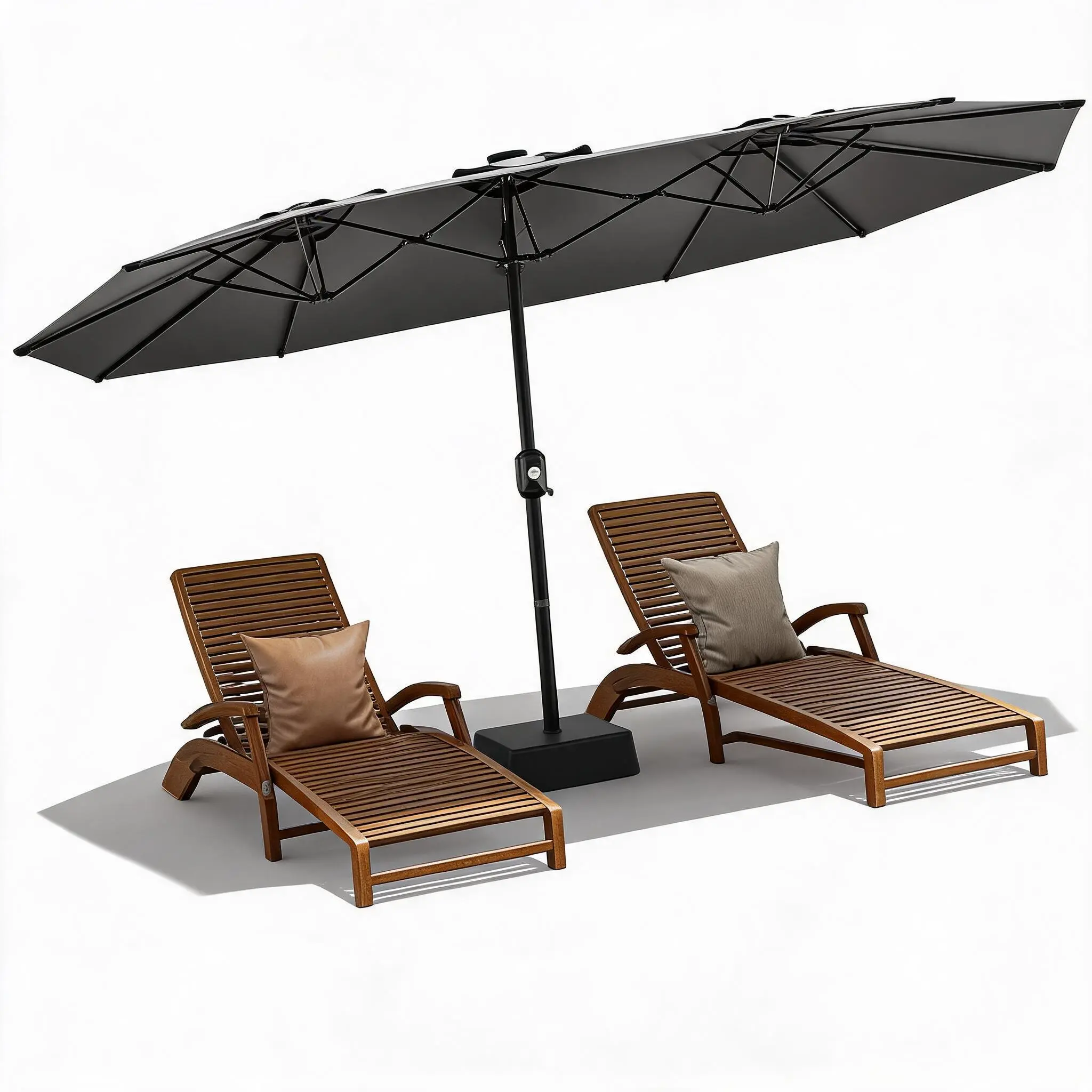 Extra-Large Sun Protection Patio Umbrella – Double-Sided Rectangular Outdoor Shade with Base – UV Resistant Canopy – Easy Crank Lift – Ideal for Pool, Lawn, Garden, Backyard, Market Table