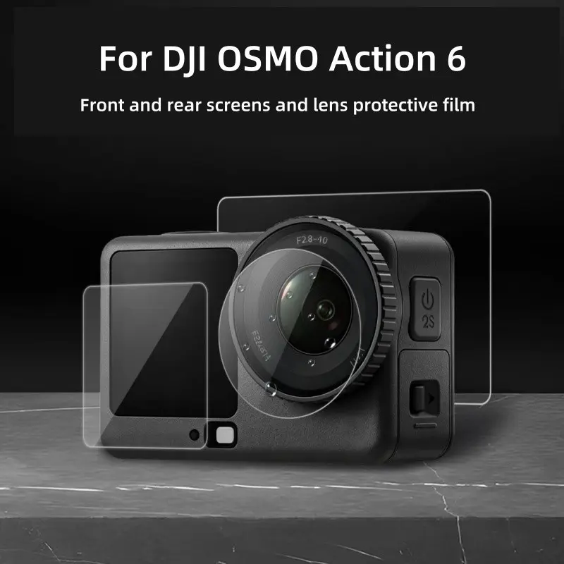 1/2/3 Sets Tempered Glass Screen & Lens Protector for DJI Action 6, Ultra-thin Anti-Scratch Anti-Glare Shockproof, Cage Compatible, Low Reflection, No Screen/Heat Blockage. Perfect for Vloggers, Divers, Cyclists, Skiers & All Outdoor Shooting