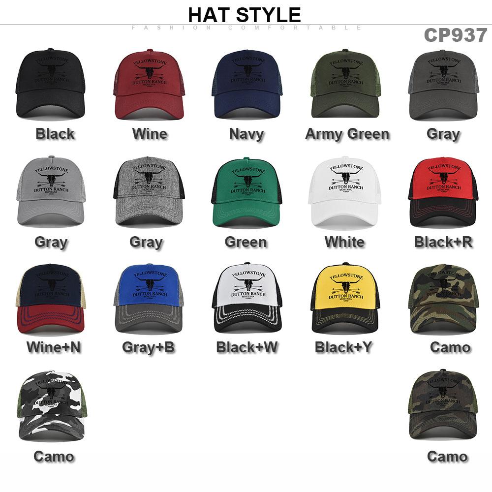 Cross-border Yellowstone baseball cap, silk-printed Yellowstone mesh cap, printed duckbill cap, unisex washable breathable sun hat